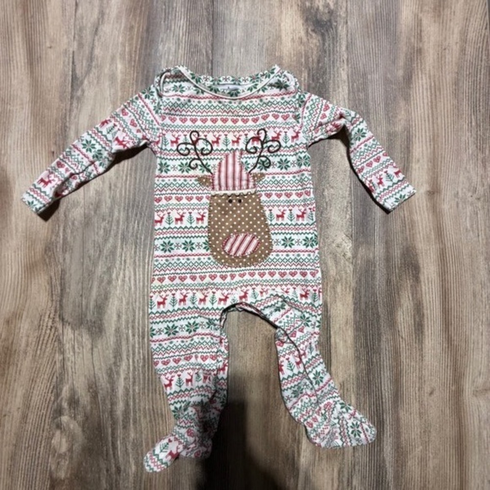 Mud Pie Footed Sleeper Fair Isle Reindeer Whimsical Holiday